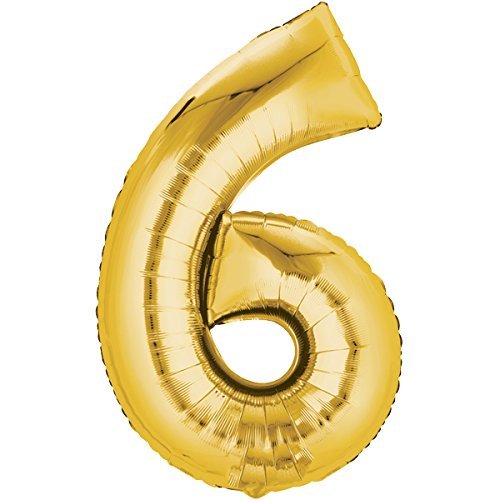 Folienballon 80cm GOLD Zahlenballon, Luftballon, Geburtstag, Zahl für Helium und Luftfüllung geeignet (Zahl: 6) von TOP TEN