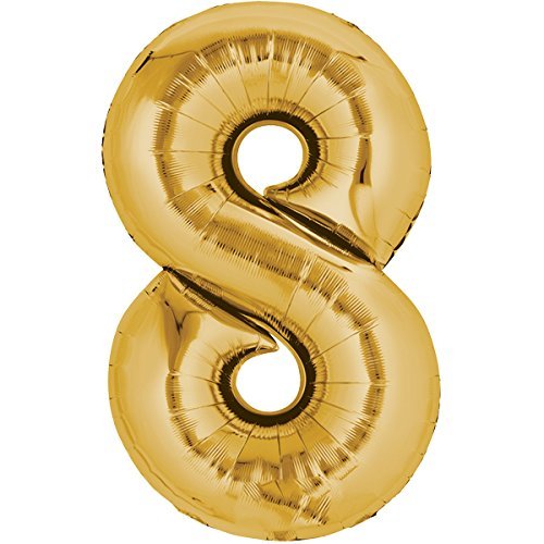 Folienballon 80cm GOLD Zahlenballon, Luftballon, Geburtstag, Zahl für Helium und Luftfüllung geeignet (Zahl: 8) von TOP TEN