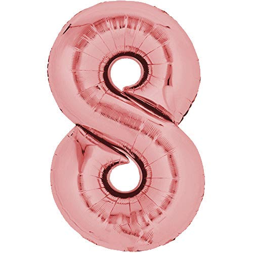 Folienballon 80cm ROSEGOLD Zahlenballon, Luftballon, Geburtstag, Zahl für Helium und Luftfüllung geeignet (Zahl: 8) von Top Ten