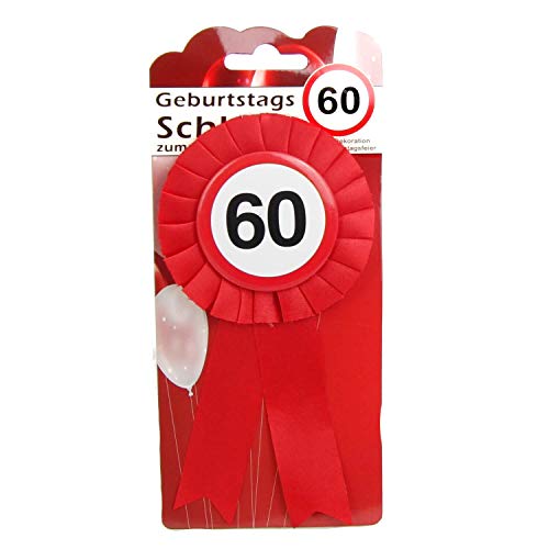 Top Ten Geburtstags - Schleife 60 Button inkl. Sicherheitsnadel Abzeichen zum anstecken oder Dekoration Party von Top Ten