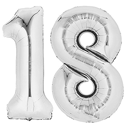 TOP TEN XXL Folienballon 80 cm Silber 18 Zahlenballon, Luftballon, Geburtstag, Heliumballon TOP TEN XXL Folienballon 80 cm Silber 18 Zahlenballon, Luftballon, Geburtstag, Heliumballon von TOP TEN