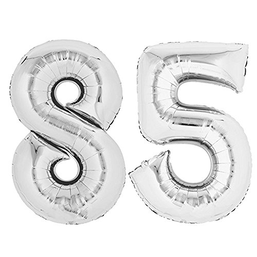 Top Ten XXL Folienballon 80 cm Silber 85 Zahlenballon, Luftballon, Geburtstag, Heliumballon von Top Ten