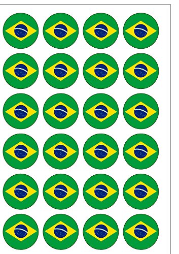 24 vorgeschnittene brasilianische Flagge, essbares Oblatenpapier, Kuchendekoration, Kuchendekoration 24 vorgeschnittene brasilianische Flagge, essbares Oblatenpapier, Kuchendekoration, Kuchendekoration von Top That