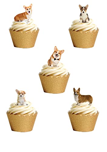 30 Stück Corgi Hundewelpen-Motiv, essbares Oblatenpapier, Kuchendekorationen, Dekorationen von Top That