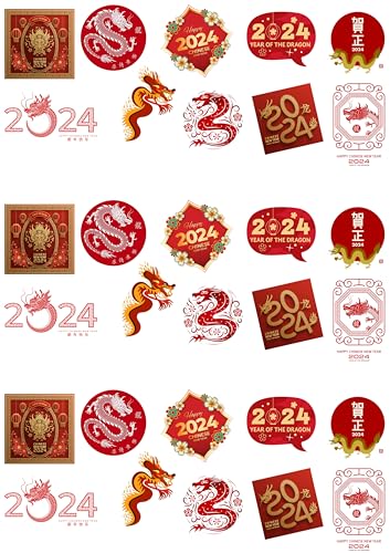 30 essbare Kuchendekorationen zum chinesischen Neujahr 2024, Jahr des Drachens, essbar von Top That