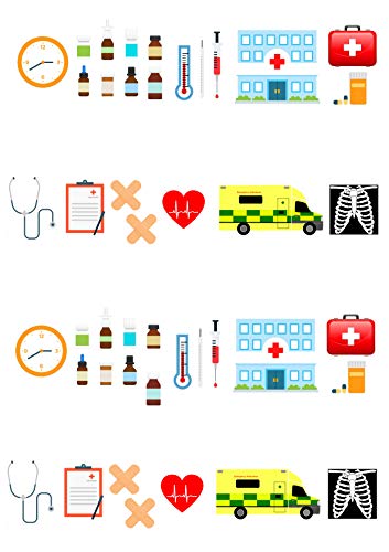 Top That: 44 essbare Oblatenpapier-Kuchenaufsätze für Krankenhaus, Arzt, Krankenschwester, Krankenwagen - Geburtstag in medizinischem Kontext - Weiß von Top That