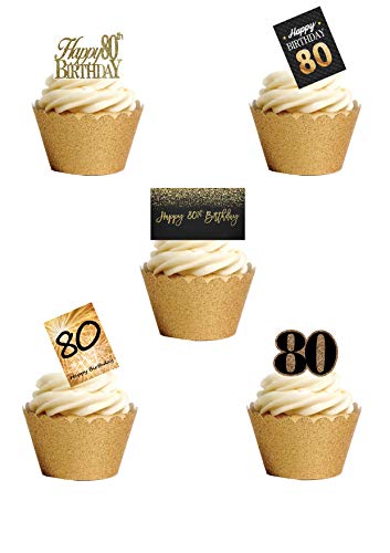 Kuchendekoration zum 80. Geburtstag, essbar, Oblatpapier, zum 80. Geburtstag, 21 Stück Kuchendekoration zum 80. Geburtstag, essbar, Oblatpapier, zum 80. Geburtstag, 21 Stück von Top That