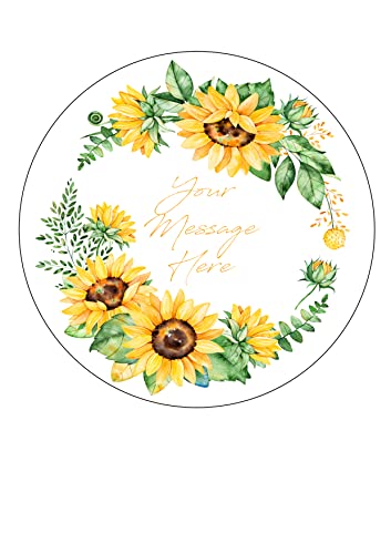 Personalisierbarer Kuchenaufsatz mit Sonnenblume, 19,1 cm, Kreis auf Dekoration, essbar, ideal zum Dekorieren von größeren Kuchen von Top That