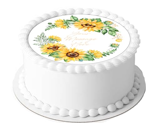 Personalisierbarer Kuchenaufsatz mit Sonnenblume, 19,1 cm, Kreis auf Dekoration, essbar, ideal zum Dekorieren von größeren Kuchen von Top That