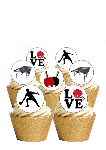 TOP Marques Collectibles 24 vorgeschnittenen Runder Tisch Tennis Ping Pong Mottoparty Essbar Wafer Papier Kuchen Topper TOP Marques Collectibles 24 vorgeschnittenen Runder Tisch Tennis Ping Pong Mottoparty Essbar Wafer Papier Kuchen Topper von Top That