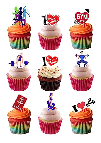 Top That 35 Stück Essbare Kuchendekorationen, Aufstellbar, Fitness-Theme, Multicolored von Top That