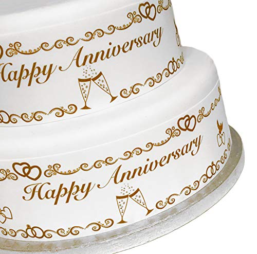 Top That Essbares Deko-Band 'Happy Anniversary' - Kuchenbordüre, 1 Stück, 26 cm x 7,5 cm, Jahrestag Top That Essbares Deko-Band 'Happy Anniversary' - Kuchenbordüre, 1 Stück, 26 cm x 7,5 cm, Jahrestag von Top That
