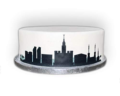 Top That Essbares Dekoband, Schwarz / Weiß mit Silhouette, Mekka City Skyline Bordüre, ideal zum Dekorieren größerer Kuchen, einfach zu verwenden von Top That