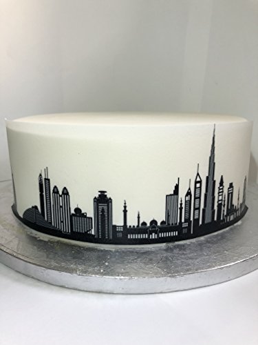 Top That Essbares Dekor-Blatt Dubai City Skyline Bordüre – perfekt zum Dekorieren größerer Kuchen – einfach zu verwenden von Top That