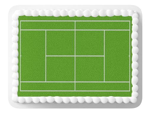 Top That Zuckerfolie, Motiv: Gras-Tennisplatz, DIN A4, bedruckt, 1 Stück, als Dekoration, essbar, Kuchenauflage, perfekt für große Kuchen, Wimbledon von Top That