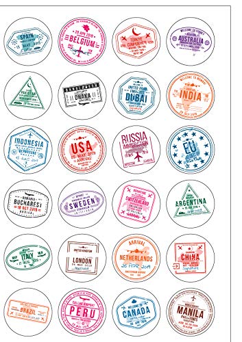 Top That: 24 Stück Kuchendekoration, Reisepass-Stempel, essbares Oblatenpapier, für Geburtstage und Partys, 40 mm Durchmesser Top That: 24 Stück Kuchendekoration, Reisepass-Stempel, essbares Oblatenpapier, für Geburtstage und Partys, 40 mm Durchmesser von Top That