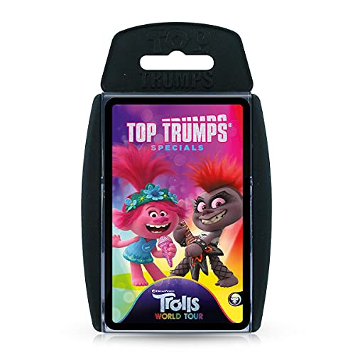 Top Trumps Trolls World Tour Specials Kartenspiel, Reise durch die sechs Troll-Königreiche und Spiele mit Queen Poppy, Queen Barb, Delta Dawn und King Thrash, Geschenk und Spielzeug für Jungen und von Top Trumps