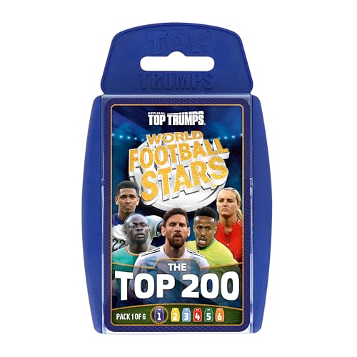 Top Trumps World Football Stars Top 200 Kartenspiel Pack 1, Spielen mit Lionel Messi, Sadio Mane, Mac Allister, Ederson und Jamal Musiala, pädagogisches Geschenk für Kinder ab 6 Jahren von Top Trumps
