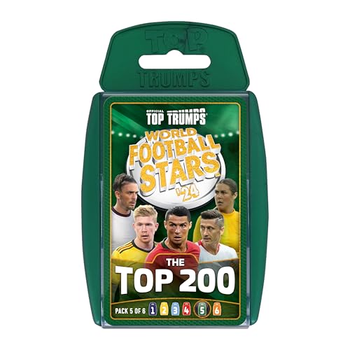 Top Trumps World Football Stars Top 200 Kartenspiel Pack 5, Spielen Sie mit Ronaldo, Kevin De Bruyne, Putellas und Paredes, pädagogisches Geschenk für Kinder ab 6 Jahren Top Trumps World Football Stars Top 200 Kartenspiel Pack 5, Spielen Sie mit Ronaldo, Kevin De Bruyne, Putellas und Paredes, pädagogisches Geschenk für Kinder ab 6 Jahren von Top Trumps