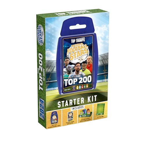 Top Trumps World Football Stars Top 200 Starterpaket Kartenspiel, spielen mit Lionel Messi, Sadio Mane, Mac Allister, Ederson und Jamal Musiala, Lerngeschenk für Alter von 6 plus Top Trumps World Football Stars Top 200 Starterpaket Kartenspiel, spielen mit Lionel Messi, Sadio Mane, Mac Allister, Ederson und Jamal Musiala, Lerngeschenk für Alter von 6 plus von Top Trumps