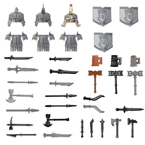 TopBrixx Custom Minifiguren Waffen Set, 37 Stück Custom Waffen Set für Zwerge Minifiguren, Figuren Waffen Kompatibel mit Lego von TopBrixx