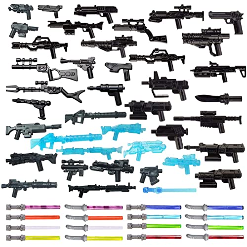 TopBrixx Custom Minifiguren Waffen Set, 56 Stück Custom Waffen Set für Starwars Soldaten Minifiguren, Figuren Waffen Kompatibel mit Lego von TopBrixx