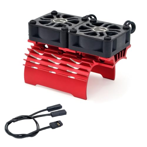 32000 U/min, 8,4 V RC-Motor-Kühlkörper mit 25,5 mm Dual-Lüfter, RC-Auto-Zubehör für bürstenlosen Motor mit 28/29 mm Durchmesser, Rot von TopHomer