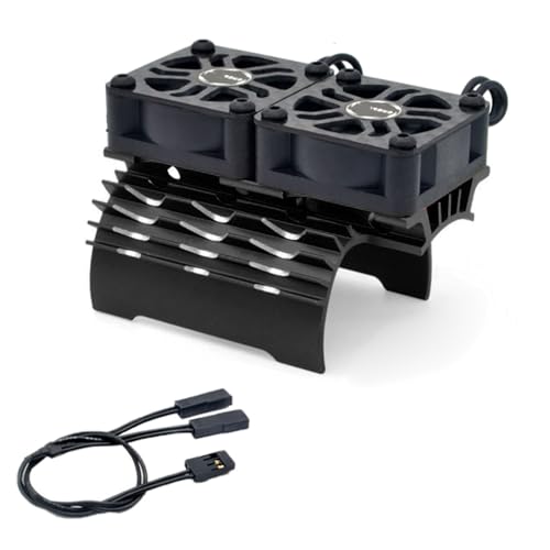 32000 U/min, 8,4 V RC-Motor-Kühlkörper mit 25,5 mm Dual-Lüfter, RC-Auto-Zubehör für bürstenlosen Motor mit 28/29 mm Durchmesser, Schwarz von TopHomer