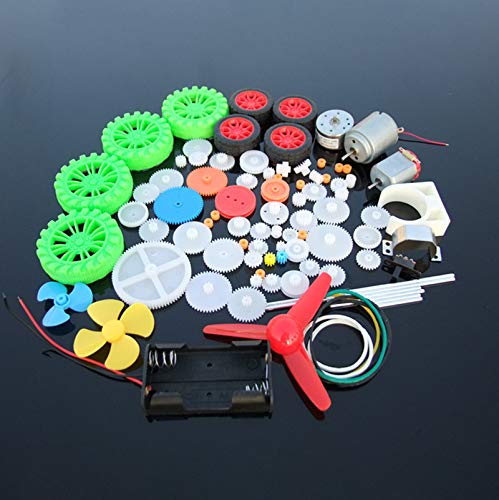 69 Kinds Toy Motor Spindle Gear Kit, Plastic Gears Set, Pulley Belt Worm Kits, Battery Holder, Propeller, Switch, High- Speed Motor Gearbox Model Premium Replacement Spares von TopHomer