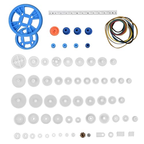 80teiliges Motorgetriebe-Set, Kunststoff-Zahnräder, Riemenscheibe, Mini-Riemenschnecken-Kits, Riemenscheiben-Riemen-Schnecken-Kits, Kronenrad-Set, Robotermotor, Spielzeug-DIY-Teile für Modell-Amateur von TopHomer