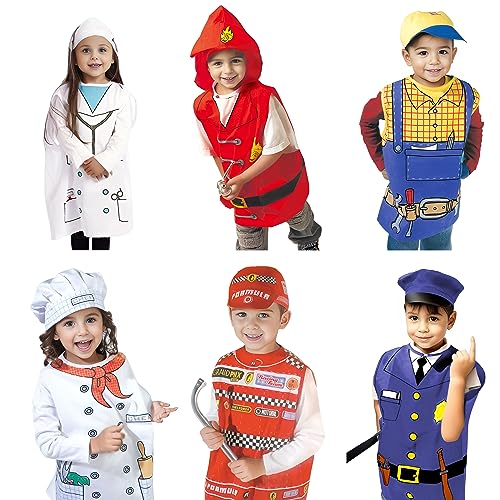 TOPTIE 6 Sets Rollenspiel Kostüm Karriere Weste mit Hut Fancy Dress für Dress Up Party- 3-8 Jahre Alt TOPTIE 6 Sets Rollenspiel Kostüm Karriere Weste mit Hut Fancy Dress für Dress Up Party- 3-8 Jahre Alt von TopTie