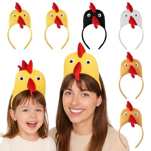 TOPTIE 6 x Huhn-Stirnbänder, Kostüm, Hahn, Plüsch-Stirnband für Halloween, Ostern TOPTIE 6 x Huhn-Stirnbänder, Kostüm, Hahn, Plüsch-Stirnband für Halloween, Ostern von TopTie
