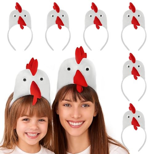 TOPTIE 6 x Huhn-Stirnbänder, Kostüm, Hahn, Plüsch-Stirnband für Halloween, Ostern TOPTIE 6 x Huhn-Stirnbänder, Kostüm, Hahn, Plüsch-Stirnband für Halloween, Ostern von TopTie