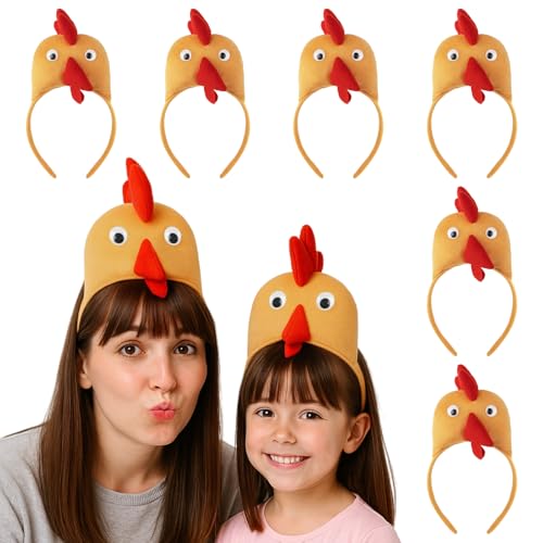 TOPTIE 6 x Huhn-Stirnbänder, Kostüm, Hahn, Plüsch-Stirnband für Halloween, Ostern TOPTIE 6 x Huhn-Stirnbänder, Kostüm, Hahn, Plüsch-Stirnband für Halloween, Ostern von TopTie