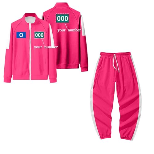 Topassion Personalisierte 𝙎𝙦𝙪ἰ𝙙 𝑮𝙖𝙢𝐞 Spiel 3 Anzug Unisex Cosplay Anzug Set für Erwachsene/Kinder Costume 𝙎𝙦𝙪ἰ𝙙 𝑮𝙖𝙢𝐞 Sweatshirt Hose Costume Merch Number Spielkostüm(Cyan,6 Jahre) von Topassion