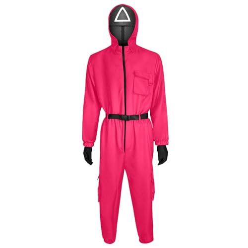 Topassion 𝙎𝙦𝙪ἰ𝙙 𝑮𝙖𝙢𝐞 Kostüm Staffel 3,Soldat Cosplay Jumpsuit Set,Unisex Overall mit Handschuh Schärpe Kapuze ohne Maske,Costume Merch Faschingskostüme Verkleidung(Hot Pink,M) von Topassion