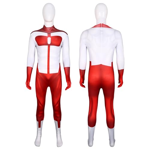 Topassion Unisex Cosplay Bodysuit Anime Invincible Cosplay Kostüm Unbesiegbarer Body Omni-Man Kostüm Anime Rollenspiel Anzug Cosplay Jumpsuit Kleidung Superheld Outfits für Halloween Party(Red,110) von Topassion