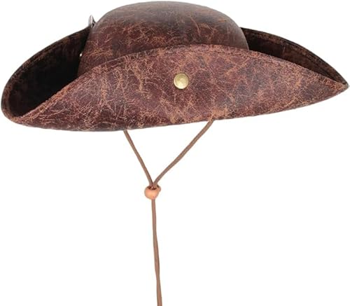 Topcosplay Piratenhut für Erwachsene Pirate Hat Kolonial Stil Tricorn Hut Steampunk Pirate Hut Mittelalter Accessoire Karneval Halloween Kostüm (Braune) von Topcosplay