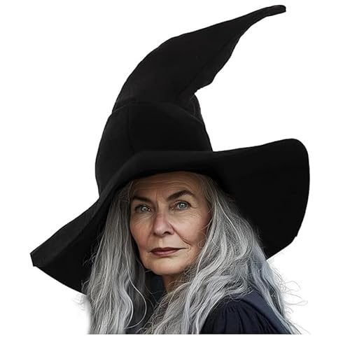 Topcosplay Schwarzer Hexenhut Halloween Weihnachten Kostüm Party Rollenspiel Hexenhut Zubehör von Topcosplay