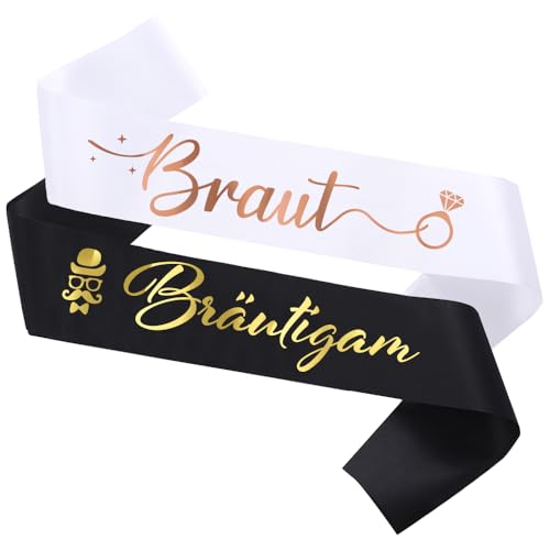 2 Stück Schärpe Braut Bräutigam – JGA Accessoires für Frauen Männer Hochzeit Party Deko Bride to Be Schärpen Lustige Geschenke für Brautpaar Junggesellenabschied Bachelorette Zubehör 2 Stück Schärpe Braut Bräutigam – JGA Accessoires für Frauen Männer Hochzeit Party Deko Bride to Be Schärpen Lustige Geschenke für Brautpaar Junggesellenabschied Bachelorette Zubehör von Topfunyy