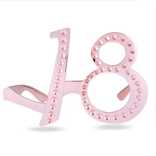 Brille zum 18. Geburtstag, Nummer 18, Rotgold, lustige Kostüm-Brille für 18. Geburtstag, Foto-Requisiten, Partygeschenke Brille zum 18. Geburtstag, Nummer 18, Rotgold, lustige Kostüm-Brille für 18. Geburtstag, Foto-Requisiten, Partygeschenke von Topfunyy