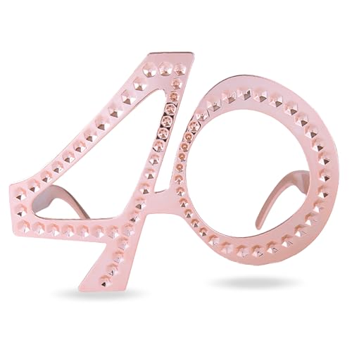 Brille zum 40. Geburtstag, Motiv: Nummer 40, Rotgold, lustige Kostüm-Brille für 40. Geburtstag, Foto-Requisiten, Partygeschenke von Topfunyy