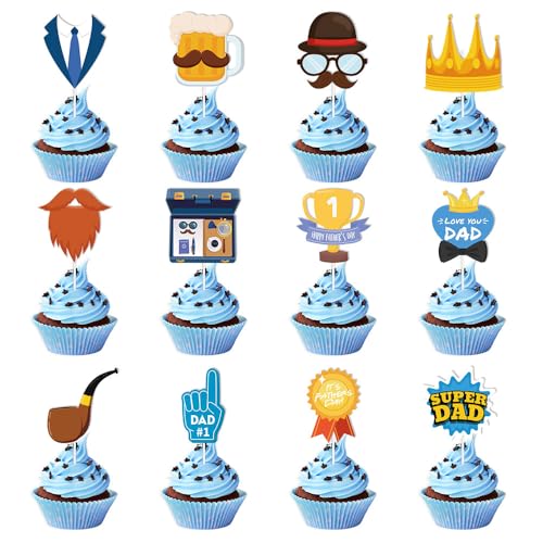 Cupcake-Topper zum Vatertag, 24 Stück, "Happy Father's Day", Cupcake-Topper, Geburtstagsparty, Kuchen-Picker für Väter, Geburtstagsparty, Feiern Cupcake-Topper zum Vatertag, 24 Stück, "Happy Father's Day", Cupcake-Topper, Geburtstagsparty, Kuchen-Picker für Väter, Geburtstagsparty, Feiern von Topfunyy