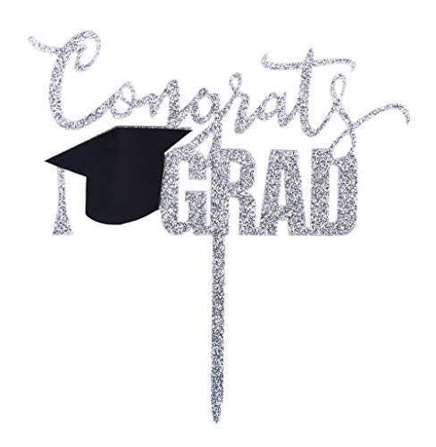 Topfunyy „Congrats Grad“-Kuchenaufsatz aus silbernem Acryl für Abschluss-/Abschlussparty-Dekorationen Topfunyy „Congrats Grad“-Kuchenaufsatz aus silbernem Acryl für Abschluss-/Abschlussparty-Dekorationen von Topfunyy