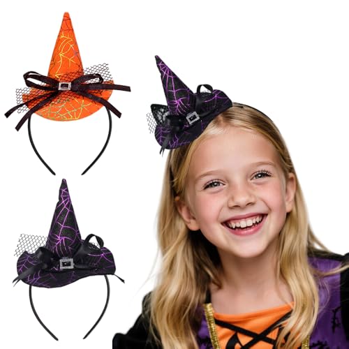Topfunyy 2er Pack Halloween Zauberer Haarreifen – Mini Hexenhut Haarreifen für Kinder, Kostüm Cosplay Verkleidung und Halloween Party Zubeh?r von Topfunyy