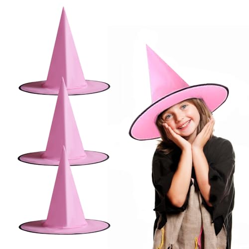 Topfunyy 3er Set Halloween Hexenhüte – Rosa Hexenhüte für Halloween Partydeko, Kostümzubehör & Dekoration für Zuhause von Topfunyy