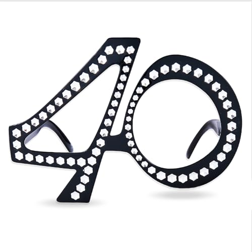 Topfunyy Brille zum 40. Geburtstag, mit der Nummer 40, schwarz, lustige Kostüm-Brille für 40. Geburtstag, Foto-Requisiten, Partygeschenke Topfunyy Brille zum 40. Geburtstag, mit der Nummer 40, schwarz, lustige Kostüm-Brille für 40. Geburtstag, Foto-Requisiten, Partygeschenke von Topfunyy