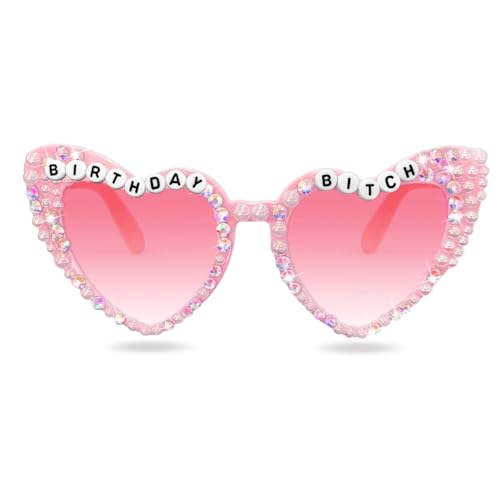 Topfunyy Geburtstags-Sonnenbrille für Mädchen – Rosa „Birthday Bitch“ glänzende Glitzer-Perlenbrille mit Diamanten für Mädchen und Frauen, Partyzubehör zum Geburtstag Topfunyy Geburtstags-Sonnenbrille für Mädchen – Rosa „Birthday Bitch“ glänzende Glitzer-Perlenbrille mit Diamanten für Mädchen und Frauen, Partyzubehör zum Geburtstag von Topfunyy