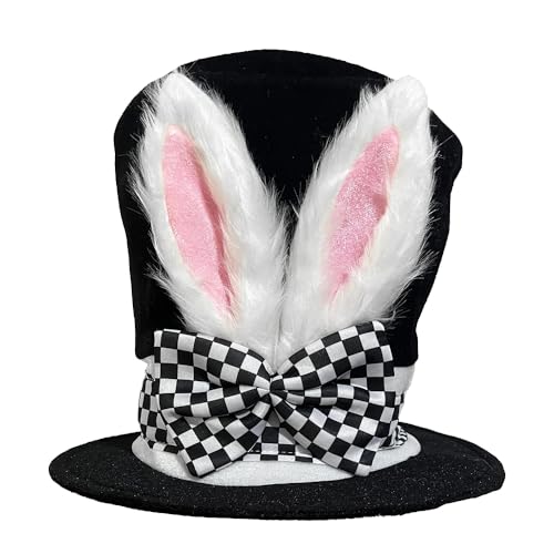 Topfunyy Ostermütze mit Hasenohren, schwarzer Zylinder, schwarzer Kaninchenzylinder, Plüschmütze für Kostüme und Dekorationen zur Osterparty Topfunyy Ostermütze mit Hasenohren, schwarzer Zylinder, schwarzer Kaninchenzylinder, Plüschmütze für Kostüme und Dekorationen zur Osterparty von Topfunyy