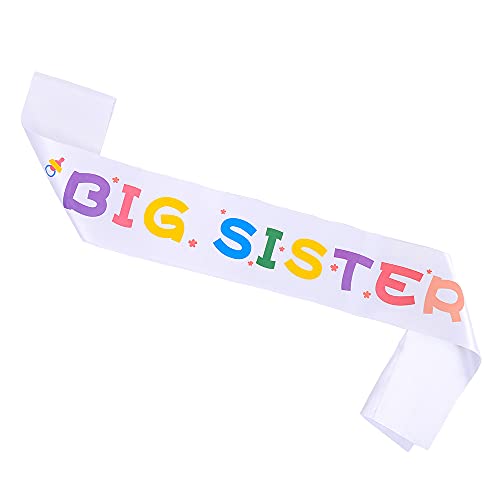 Topfunyy Schärpe für die große Schwester, weiß gefärbt, Babyparty-Schärpe für Babyparty, große Schwester wird Party-Dekoration Topfunyy Schärpe für die große Schwester, weiß gefärbt, Babyparty-Schärpe für Babyparty, große Schwester wird Party-Dekoration von Topfunyy